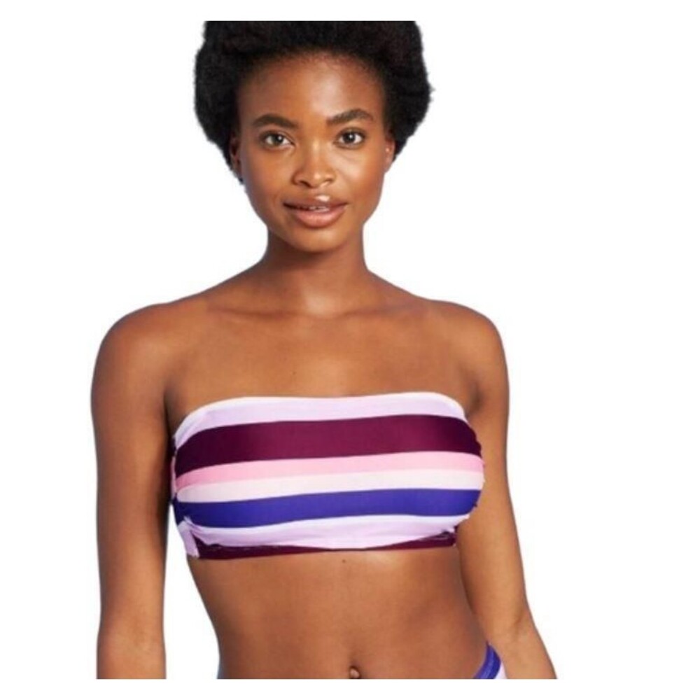 Multicolored Stripes Sz Medium Removeable Straps Bikini Top KONA SOL